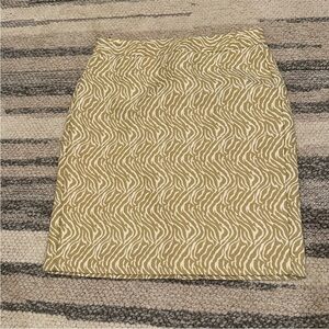 Banana Republic Gold Zebra Print Pencil Skirt | Size 4 | Lined Workwear Skirt